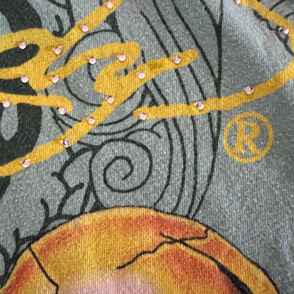 Ed Hardy Green Graphic Short Sleeve Tee with Multicolor Tattoo Print - Picture 9 of 12